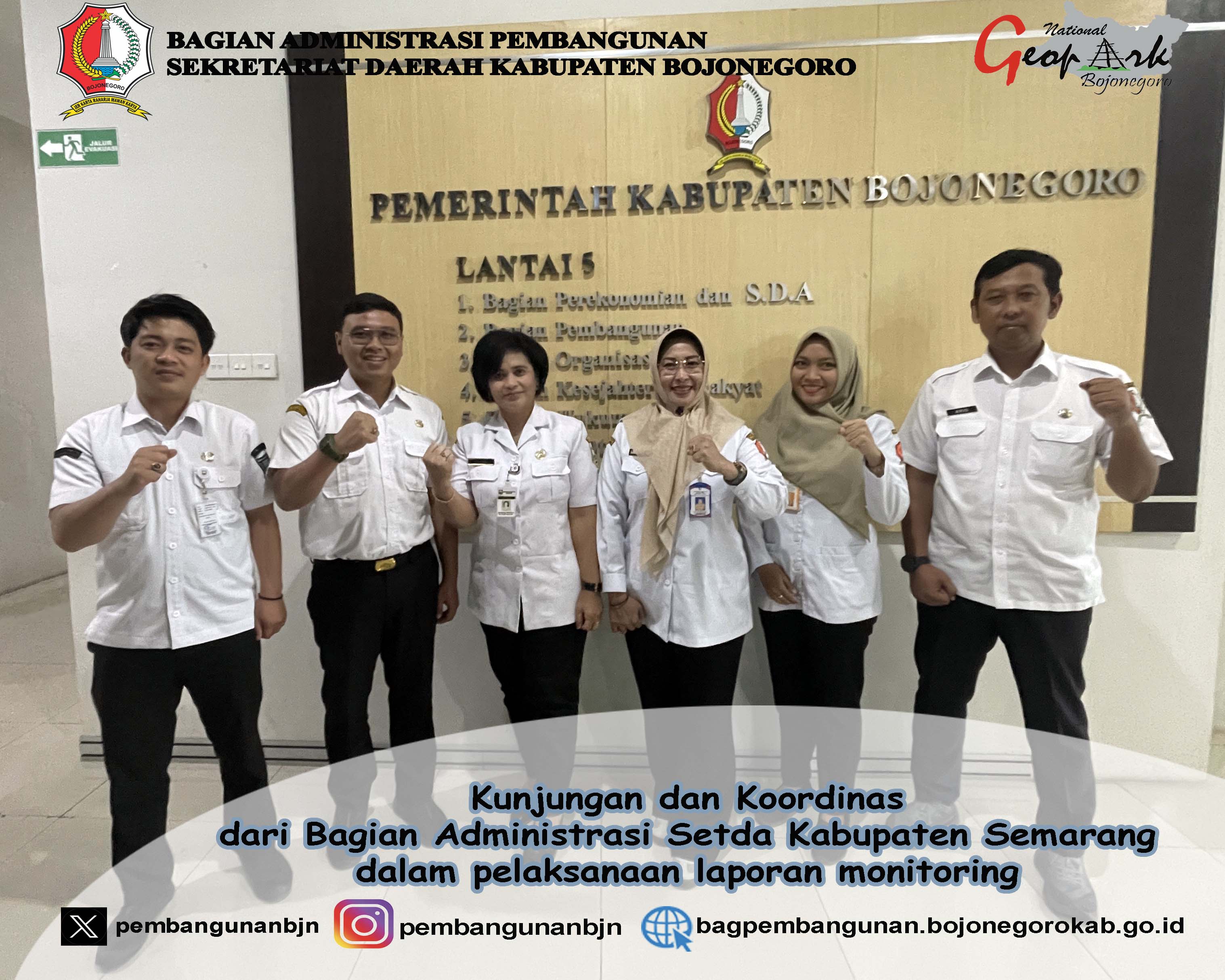 Bagian Adm. Pembangunan Setda Kab. Bojonegoro telah menerima Kunjungan dari  Bagian Adm. Pembanguna Setda Kab. Semarang
